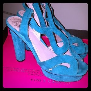 Vince Camuto Trinity Teal Suede Platforms